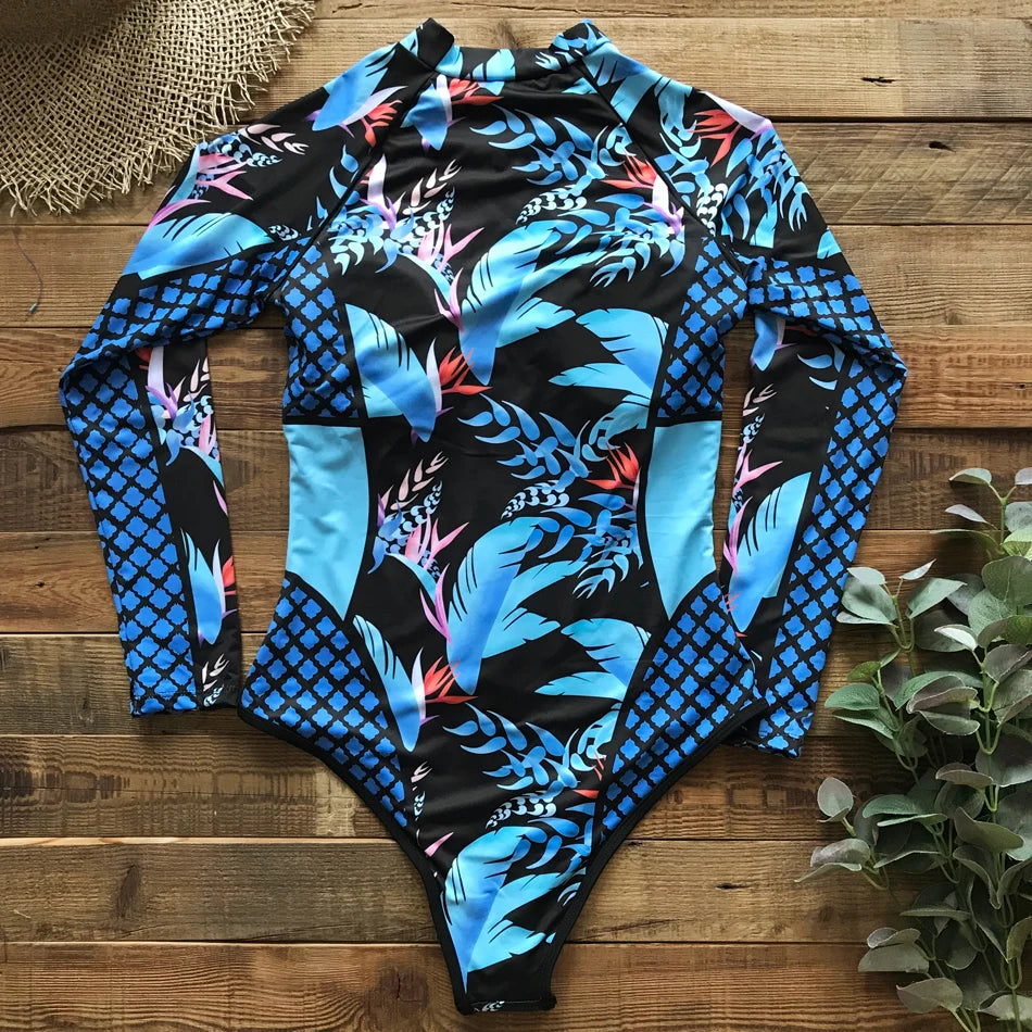 2026 Surfing Sport Swimsuit Long Sleeves Women One Piece SwimsuitSwimwear Solid Monokini Bathing Suit Tropical Bodysuit Female