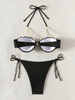 Halter Solid Bikinis 2026 Women Sexy Shell Swimsuit Push Up Pearl Swimwear Female Bathers Bathing Swimming Swim Suit Beachwear