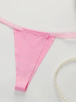 4-piece Set Of Multi-color Women's Sexy Low Waisted Thong Ice Silk Seamless Invisible Underwear Daily Close Fitting Thong C359