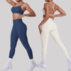 Women's Seamless Yoga Set Cross Back Sports Bra & High Waist Booty Lifting Yoga Leggings Gym Running Fitness Workout Outfit