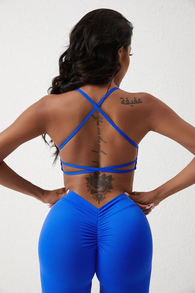DIAS FIT JOY New style cross back yoga bra Plus Size removable chest cushion sexy back sports vest fitness running gym