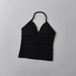 Women's Backless Yoga Sports Vest Neck Hanging Sexy Fitness Pilates Tight Long Top Gathered Sports Bra for Yoga