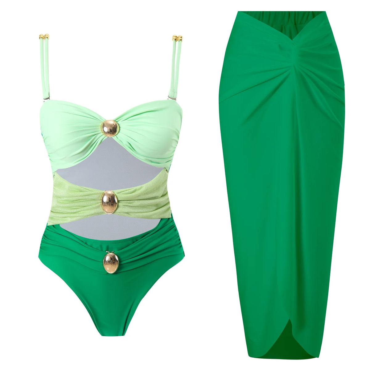 2024 Sexy Sling Ruffle Solid Two Pieces Bikini Women High Waist 3D Flower Swimsuit Skirt Summer Backless Beachwear Bathing Suit