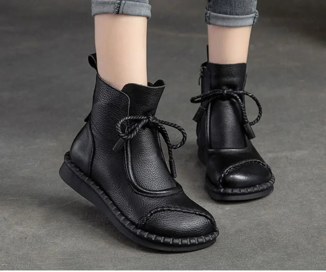 Shoes for WomenCross-tied Ladies Boot Daily Boots Hot Sale Cotton Shoes Round Toe Comfortable Flat Shoes Women Ankle Boots