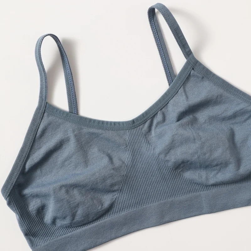 Women's Wireless Bra Sports Tube Top Ribbed Ruched Camisole Bralette With/Without Pads Underwear Sexy Lingerie M-L Intimates