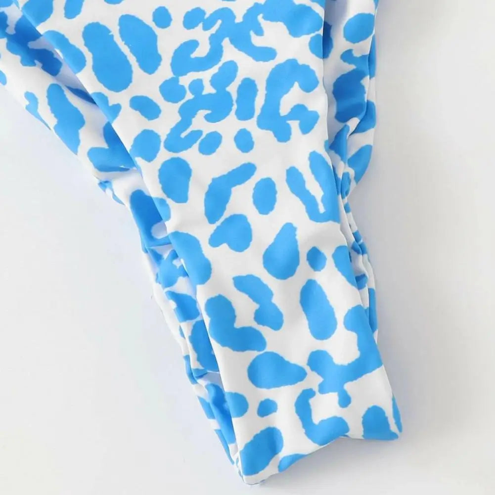 2 Pcs/Set Lady Swimwear Set Leopard Print Quick Dry Women Bathing Suit Slim Fit Wireless Summer Bikini Set For Beach