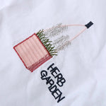 Women Mid Length Shirt Cartoon Embroidery Loose Irregular Hem Turn-down Collar Single-breasted Sun Protection Long Sleeves Top