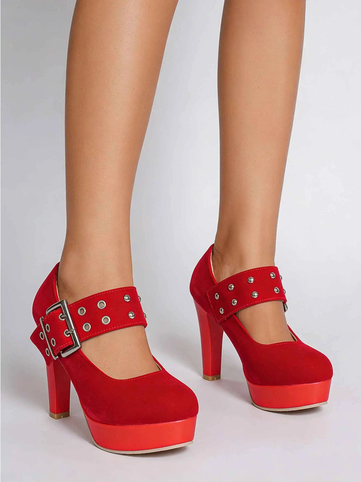 2026 Big Size 33-43 Retro Black Office Lady Buckle Strap Mary Janes Platform Pumps Elegant Red 10.5cm High Heels Shoes Women