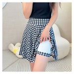 Women Flared Skirts Summer Basic Skirt Fashion Dancer Uniform Versatile Black Safety Pants Skirt Elastic Pleated Skirt Long 45CM