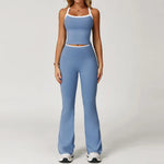 Women's Clothes 2 Pieces Workout Tracksuit Yoga Set Sportswear Gym Clothing High Waist Bell-bottoms Sexy Fitness Bta Sports Suit