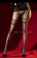 Lace Aurora Pantyhose Ultra-thin Shiny Silky Fake Over-the-knee Thigh-high Smooth Pantyhose For Woman Nightclub Style Sexy V4J7