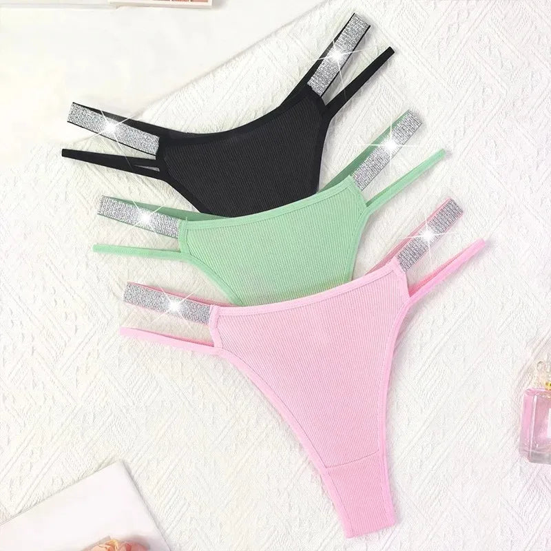 1pcs Low Waist Sexy Women G-string Charming Party Sexy Lingerie Ribbed Lady Thongs Breathable Comfortable Panty Female Underwear