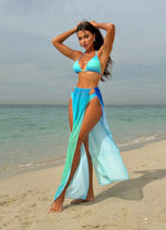 3 Pieces Thong Bikini Set 2026 Swimsuit Women & Kimono Swimwear Sexy Gradient Metal Criss Cross Bathing Suit Cover Up Bikinis
