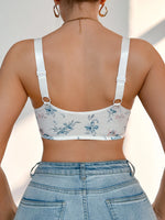 Ditsy Floral Lace Women's Bra Adjustable Straps Unlined Wireless Push up Bra Comfortable Daily Women's Underwear