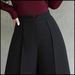 Women's Black High-Waisted Suit Pants Draped Slim-Fit Versatile Workwear for Lady Spring Autumn High-Waisted Straight-Leg Pants