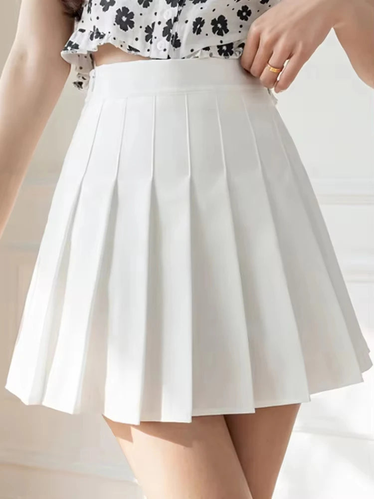Preppy Style Women Pleated Skirts Summer High Waist Zipper Girls Dancing JK Mini Skirts Black Fashion Student A Line Faldas 2025