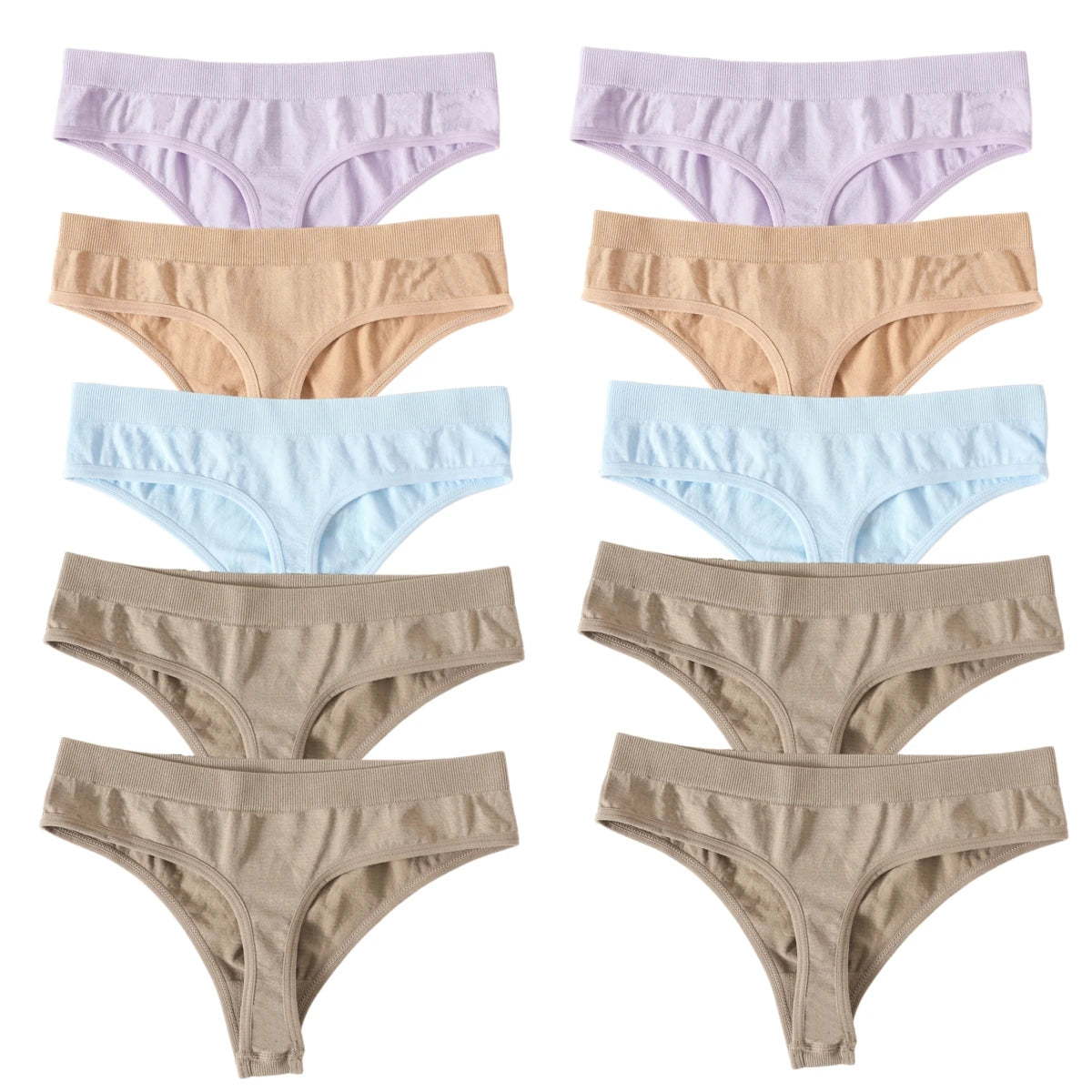 10Pcs/Set Seamless Thongs G-String Women Panties Sexy Underwear Female Underpants Sexy Lingerie Low Waist Sport Bottoms M-XL