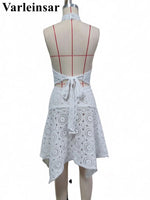 New Hollow Out Crochet Knitted 2 Pieces Suits Tunic Beach Cover Up Cover-ups Beach Dress Beach Wear Beachwear Female Women V8391