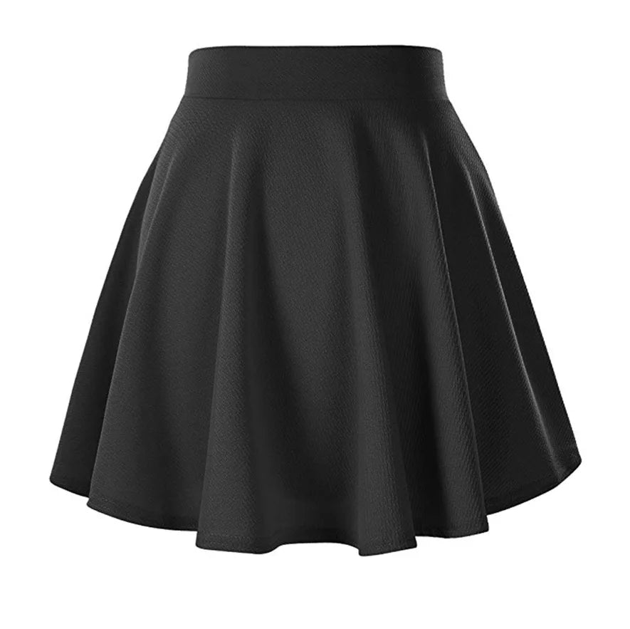 New Women Basic Skirts Summer Flared Casual Mini Skater Shorts Skirt Fashion School Pleated Fluffy Plus Size 5XL Red Short Skirt