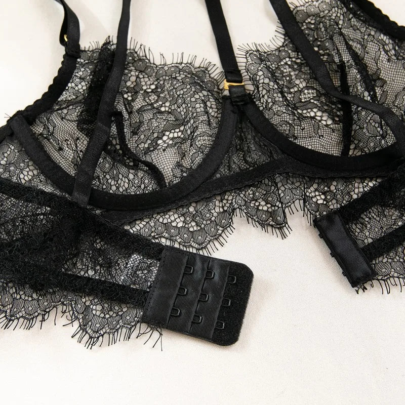 Toucheart Sexy Lingerie Suit Female Sexy See-through Lace Halter Bra SetAdjustable Leg Ring Set for Women Sexy Underwear New