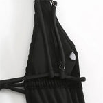 Sexy Backless One Piece Swimsuit Woman 2026 String Texture Swimwear Hollow Out Monokini High Cut Bathing Suit Deep V Neck Bather