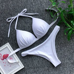 2025 Halter Bra Cup Bikini Women Swimsuit Female Push Up Swimwear Two Pieces Bikini Set Brazilian Bather Bathing Suit Swim Lady