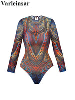 XS - XXL Printed Long Sleeve With Sarong Women Swimwear One Piece Swimsuit Female High Leg Cut Bather Bathing Suit Swim V7136