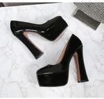 2022 New Model Catwalk Show 14CM High Heels Women's Banquet Party Round Toe Wear Single Shoes Large Size Women's Shoes 35-46