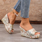 2026 Women's Embroidered Slippers Autumn New Round Toe Open ToeHeel Shoes