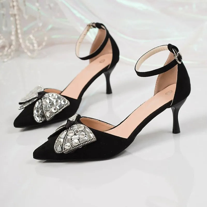 Pointed Toe Stiletto Single Shoes Hollow One Word Buckle Strap Sandals Women Spring 2026 New