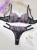 MOYISU Luxury French Pure Desire White Lace Thin Sexy Gauze Underwear Set Embroidery Girl Push-up Bra Big Size Big Breasts Small