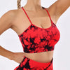 CZGUKE Tie Dyed Seamless Suspender Vest Women's Yoga Vest Gym Sports Top Running Vest Women's Bra Without Bra Pad
