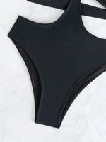 Black Bandage Hollow Out Swimwear One Piece Swimsuit Women Push Up Metal Ring Linked Monokini Bathing Suit Swimming Wear 2026