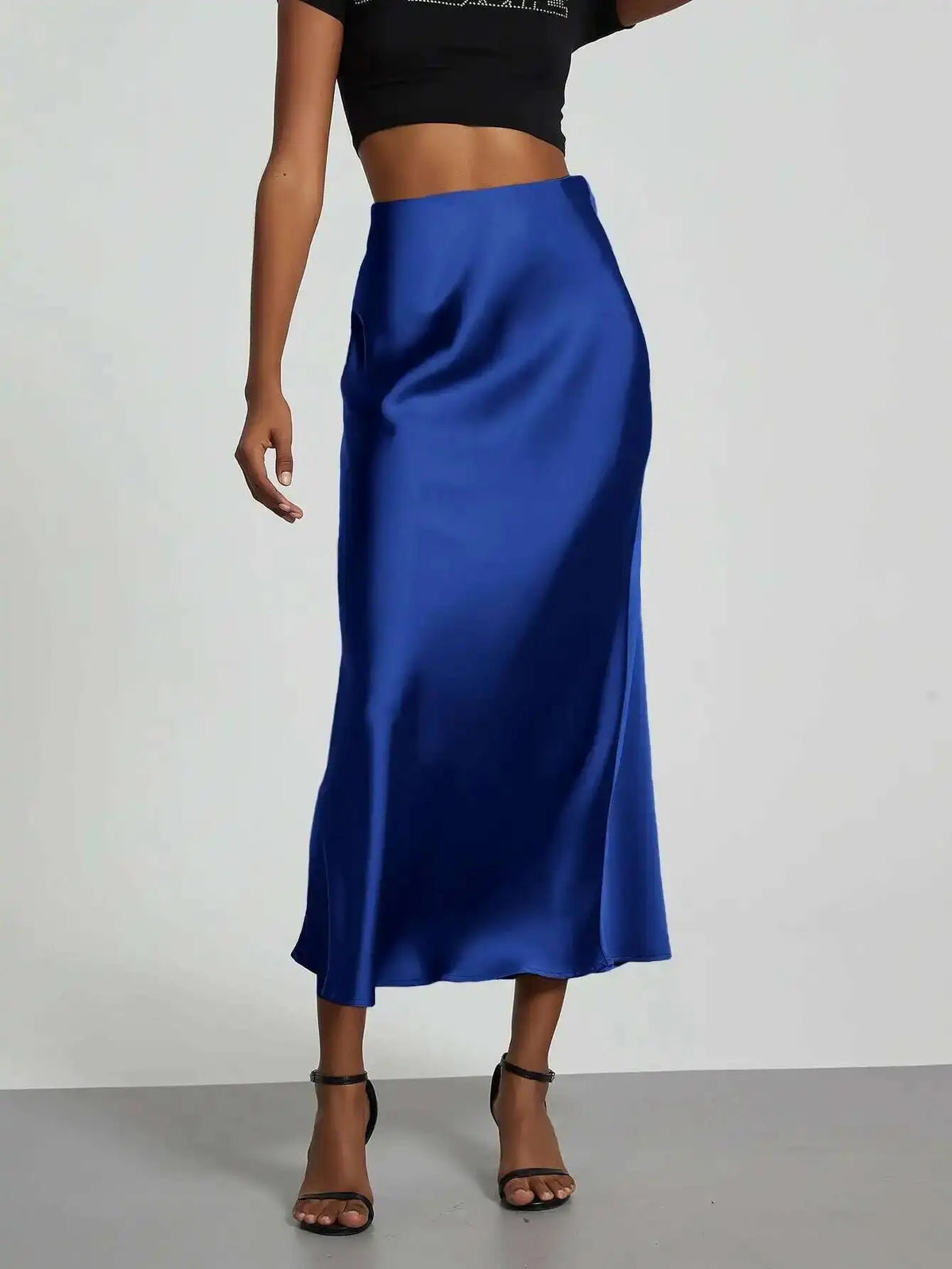 28 Colors New 2026 Women's Elegant High Waist Satin Long Skirts Female Summer Solid Color Faldas Fashion Women Skirts KBA3