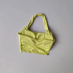 Women's Yoga Sports Bra Sexy Neckband Chest Cushion Beautiful Back Fashionable Pleat Gathering Sports Bra for Fitness