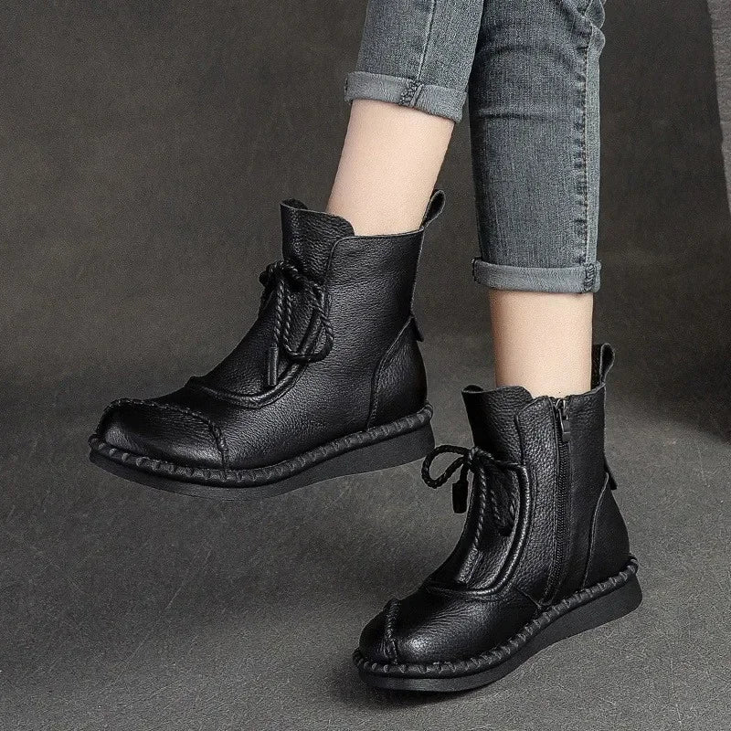 Shoes for WomenCross-tied Ladies Boot Daily Boots Hot Sale Cotton Shoes Round Toe Comfortable Flat Shoes Women Ankle Boots