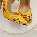 NoEnName_Null-Blue satin women's high heel sandals, dance, flowers, Silk patterned high-heeled shoes 12cmBanquet shoes