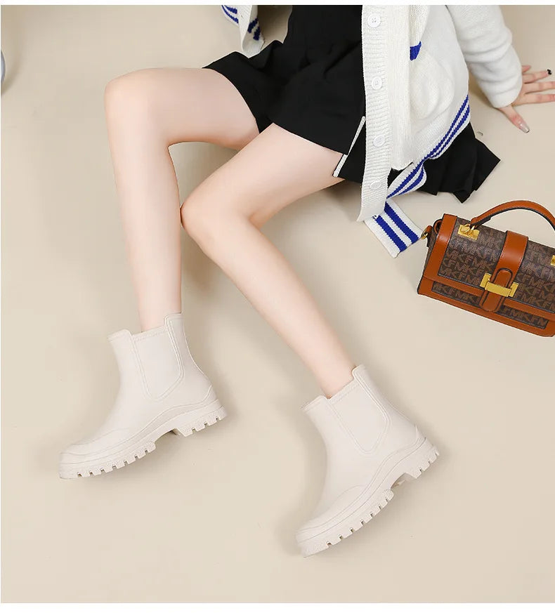 Rain Boots Women Garden Galoshes Waterproof Rubber Chelsea Boot Female Non-slip Rainshoes Fishing Water Shoes Botas Lluvia Mujer