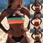 Bikini Swimwear Push-Up Bikinis Sets Colored Stripes Women Bra Padded Beachwear Bathing Suit New 2 Piece Swimsuit 2025 Biquini