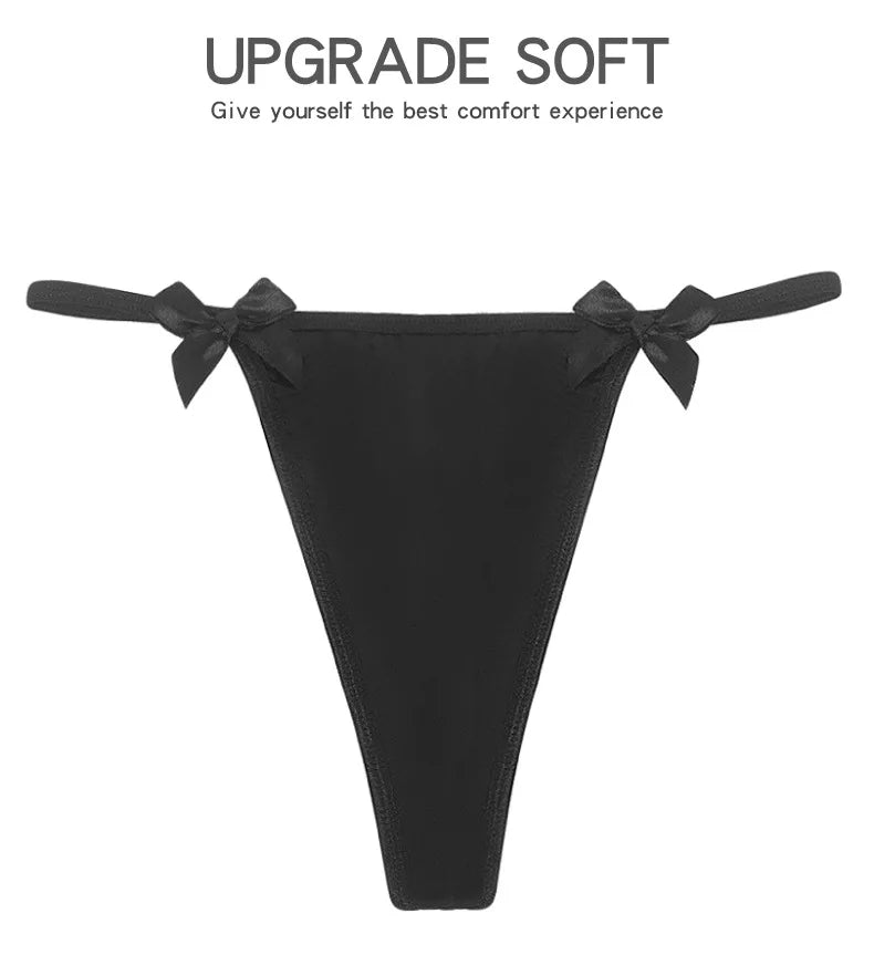 1pcs White Elegant Bow Sexy Women G-string Panties Low Rise Sexy Lingerie Metal Chain Lady Thongs Breathable Female Underwear