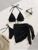3 Pieces Triangle String Bikini 2026 Women & Tassel Beach Skirt Swimwear Female Sexy Swimsuit Beachwear Bathing Swimming Suit