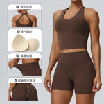Women 2 Piece Yoga Set Cloud Feel Quick Dry Sports Vest Butt Lifting Shorts Stretch Tight Fitness Workout Running Sports Suit