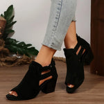 2026 Women SandalsChunky High Heels Soild Gladiator Open Peep Toe Women Black Shoes Buckle Back Zipper Sandalias De Mujer