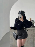 Pure Desire Sweet Girl Sexy High Waist Skinny Plush Point Skirt With Hip Short Sweet Mini Skirt Hot Sexy Korean Women 6P84