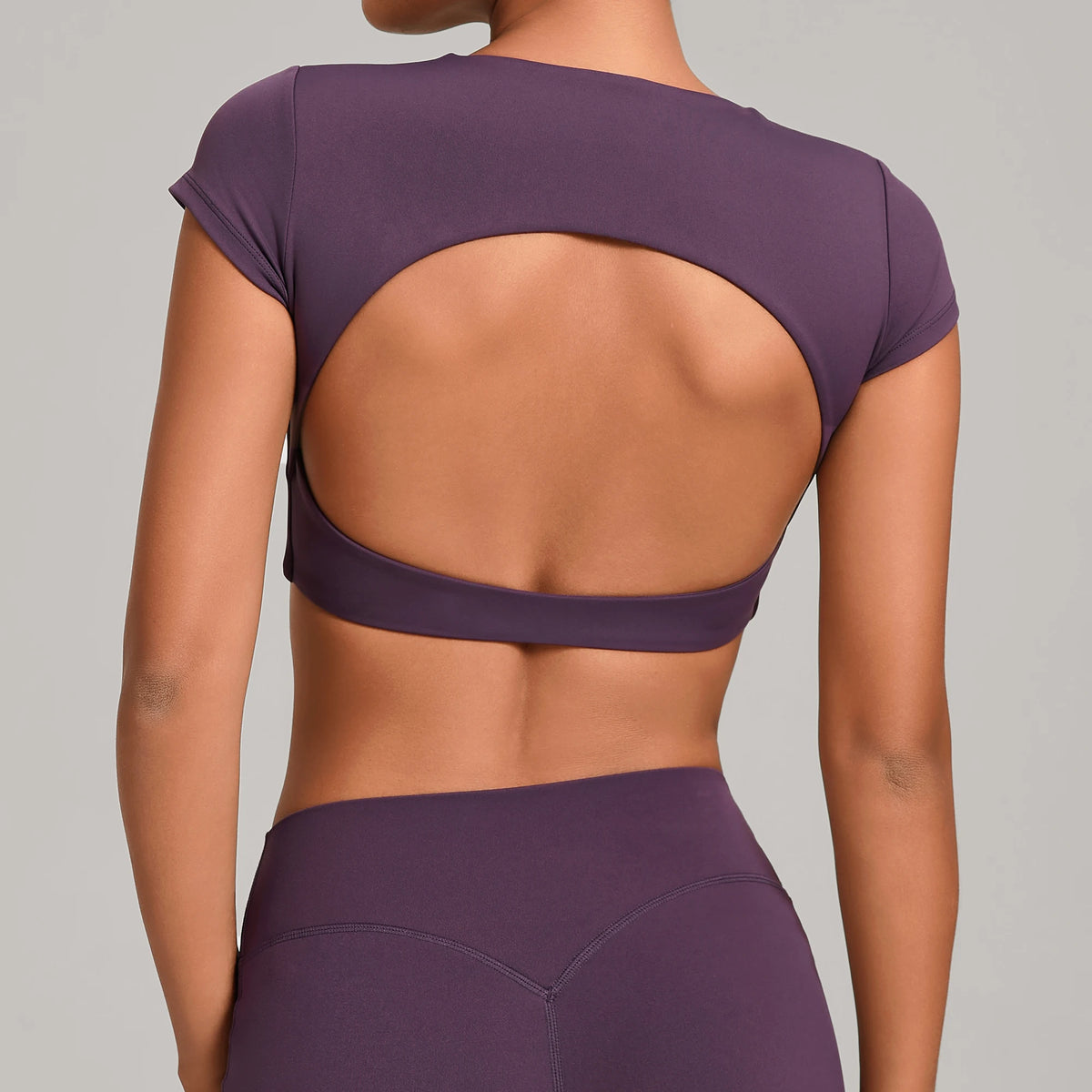 No Padded Women's Yoga T-shirt Short Sleeves Bra Backless Fitness Top Beautiful Back Gym Clothes Form-fitting Running Tee
