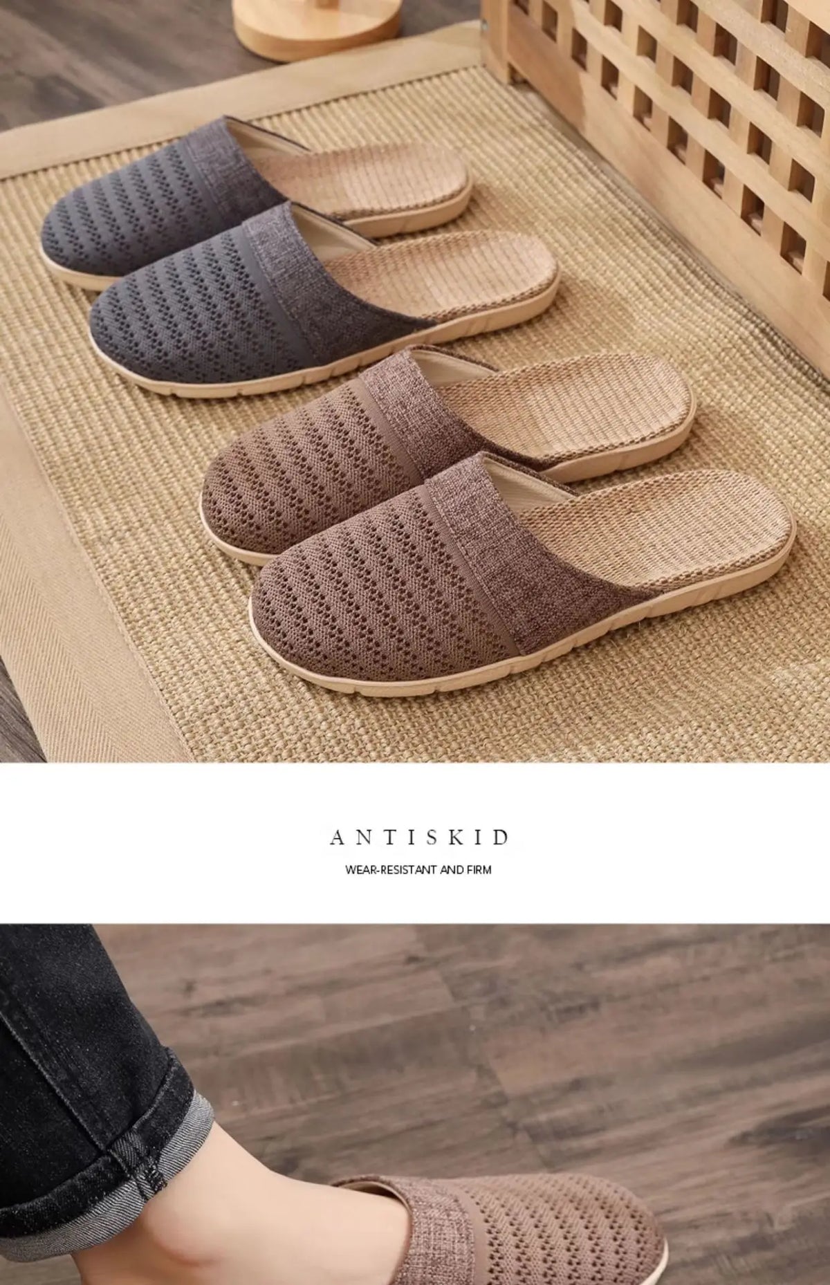 Women Indoor Linen Slippers 2025 Spring Summer Shoes Anti-slip Light Weight Breathable Lace Couples Home Floor Slides