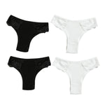 4Pcs/Set Women Cotton Low-Rise Briefs Lace Trims Brazilian Panties Sexy Lingerie Stretchy Underwear Female Underpants S-L
