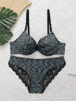 Women's sexy embroidered lace lingerie set with steel rims gathered push ups and underwear comfortable fit set A3185