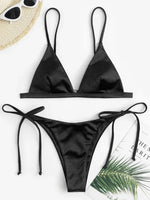 2025 Metallic Satin High Cut Brazilian Bikini Women Swimwear Female Swimsuit Two-pieces Bikini Set Bathing Suit Swim Beach Wear