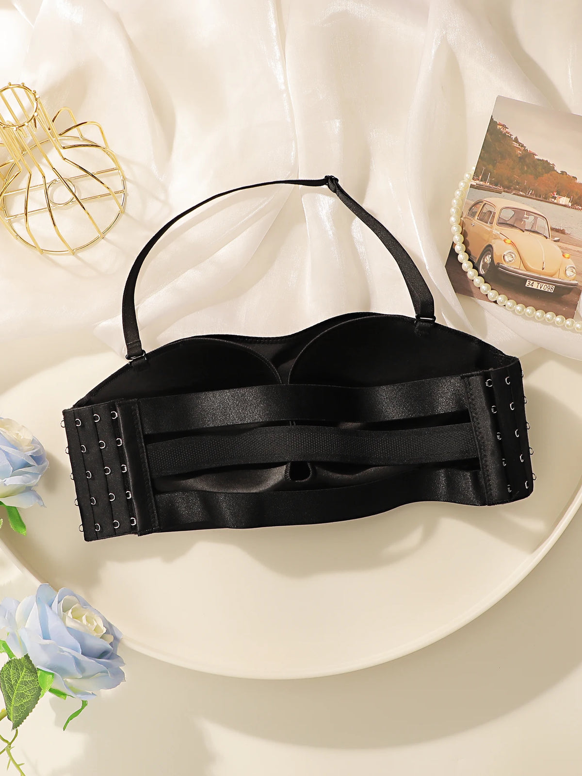 Women's sexy no steel ring gathered push up shoulder strap detachable back hollow comfortable close fitting bra U05